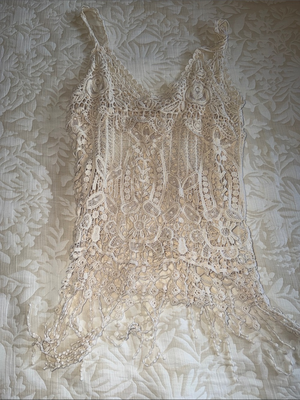Lace Crochet Camisole Top — Cream
